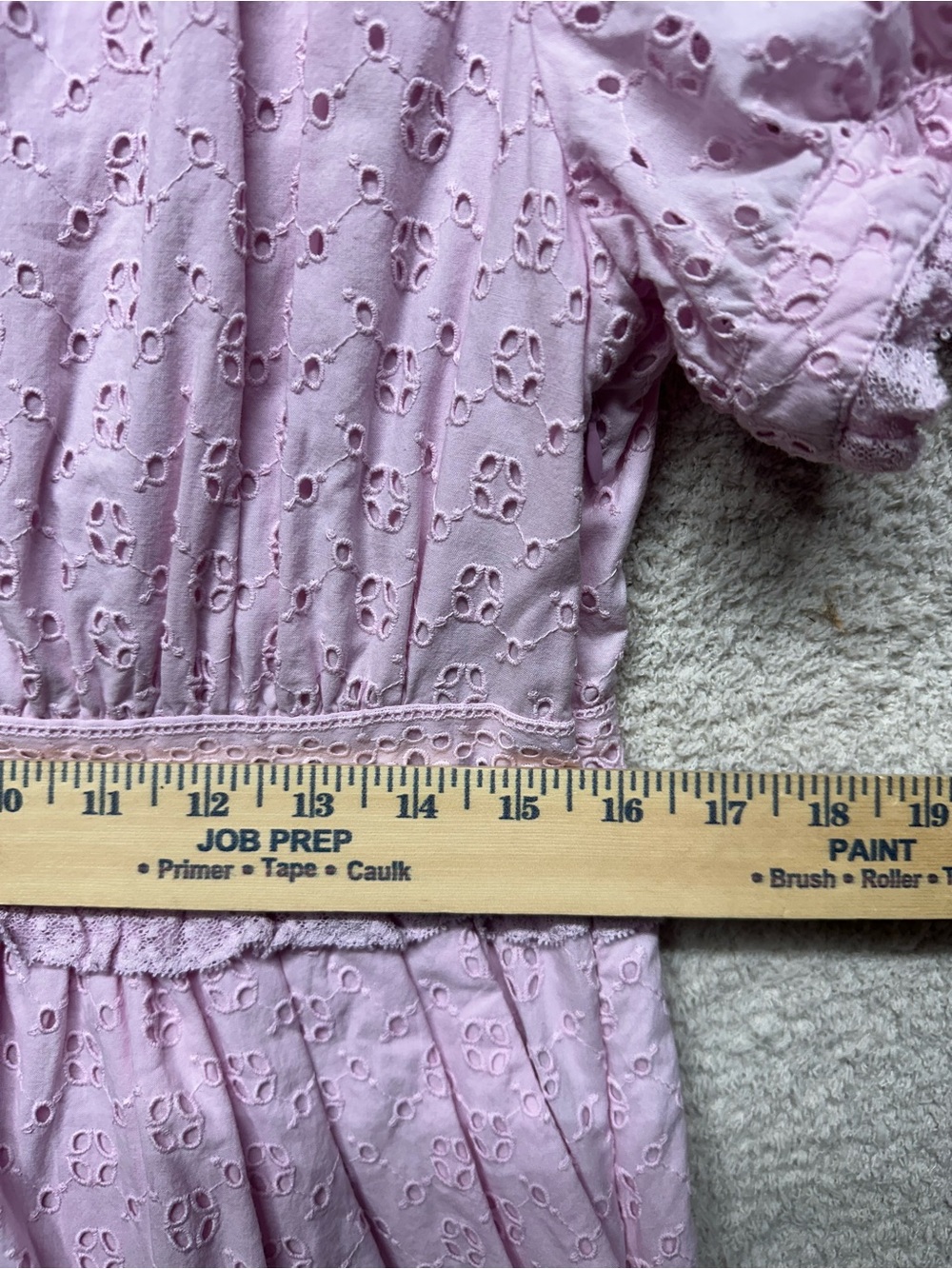 J.Crew Pink Eyelet Lace Puff Sleeve Cotton Mini Dress Size 12 - Picture 8 of 12